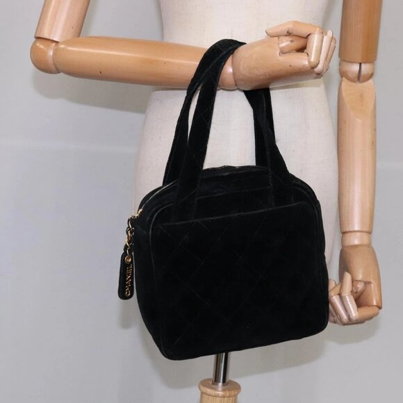 CHANEL Matelasse Hand Bag Suede Black CC Auth - Picture 14 of 16